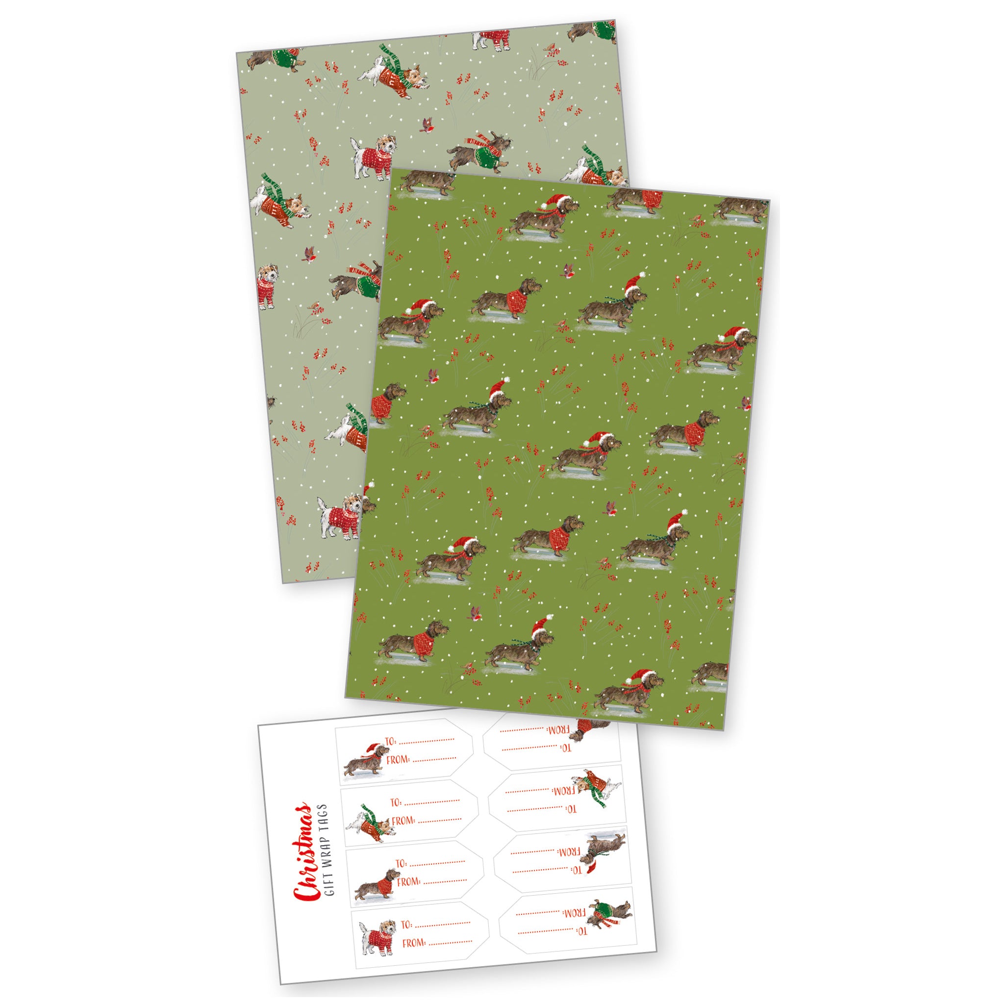 Festive Dogs - Wrapping Paper (4 Sheets, 2 designs)