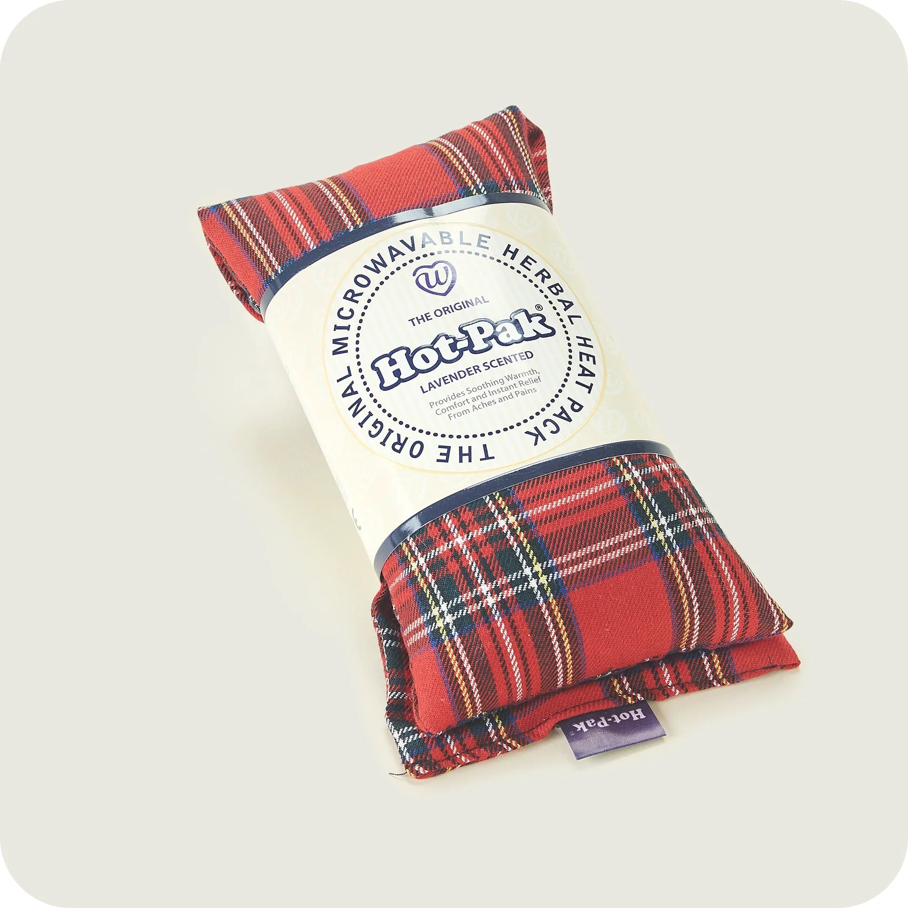 Microwaveable hot pak in Royal Stewart Tartan, in packaging