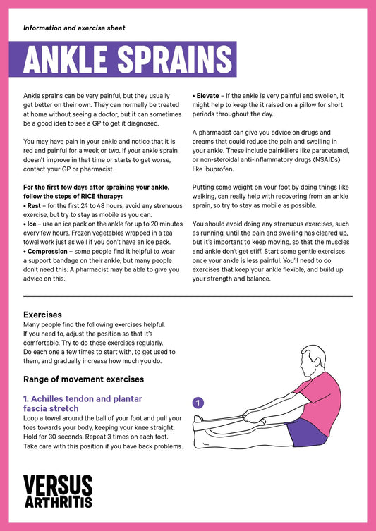 Ankle Sprain exercise sheet