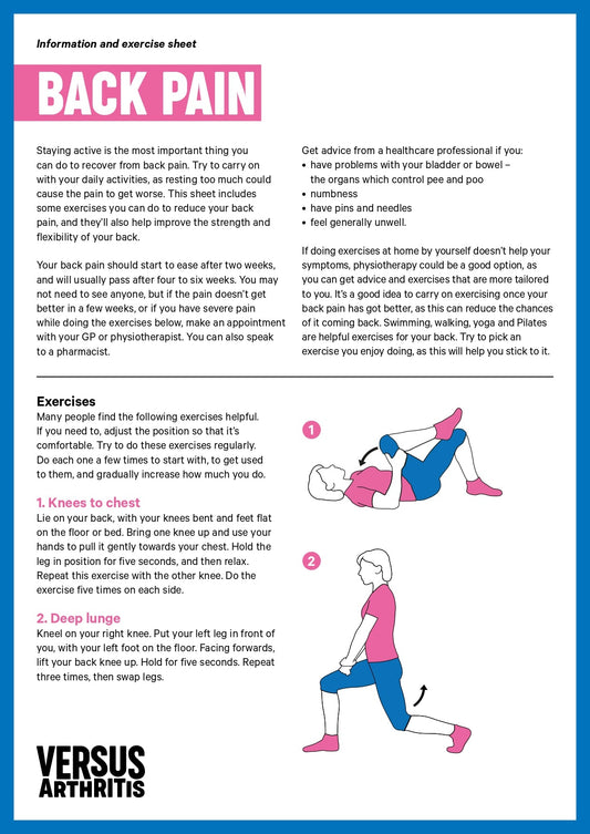 Back Pain exercise sheet