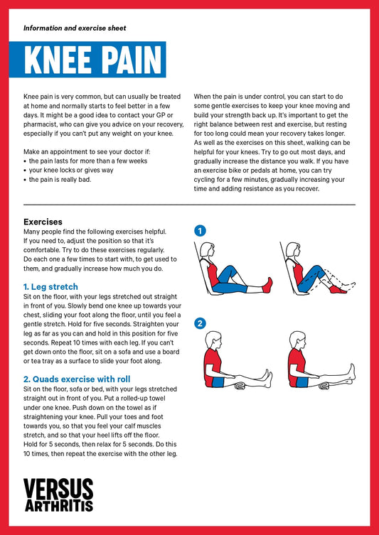 Knee Pain exercise sheet