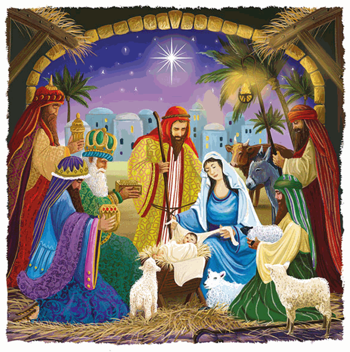 Manger Visitors - Christmas Card (10 pack)