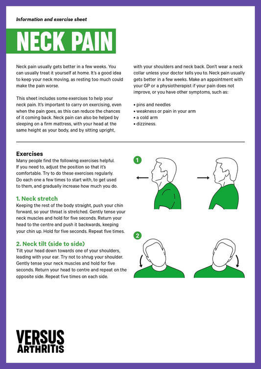 Neck Pain exercise sheet