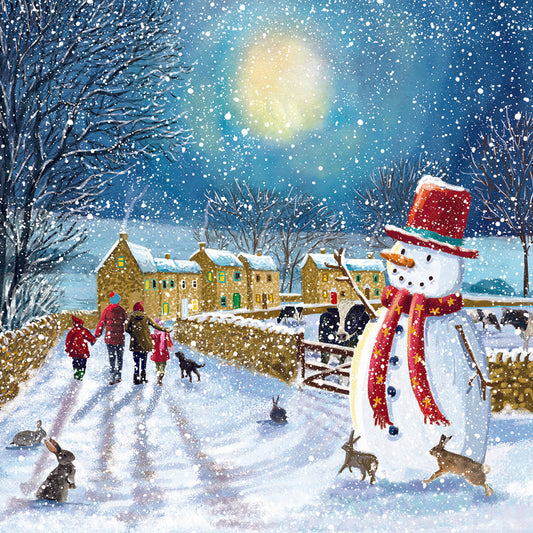 Snowman Lane - Christmas Card (Welsh Language - 10 pack)